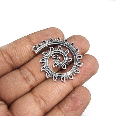 2 PAIRS PACK (4 PIECES) 35x28 MM APPROX SIZE SILVER OXIDIZED METAL EARRING MAKING BASE