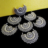 5 PAIR PACK' 20X27 MM SILVER OXIDIZED CHAND BALI EARRING BASE JEWELLERY FINDINGS' USED IN DIY EARRING MAKING