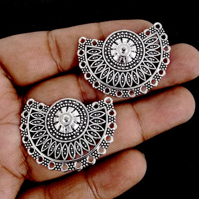 3 PAIR PACK' 26x31 MM SILVER OXIDIZED EARRING BASE JEWELLERY FINDINGS' USED IN DIY EARRING MAKING