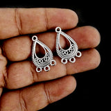 5 PAIR PACK' 26X14MM SILVER OXIDIZED CHAND BALI EARRING BASE JEWELLERY FINDINGS' USED IN DIY EARRING MAKING