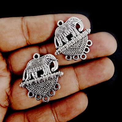2 PAIR PACK' 30X27 MM SILVER OXIDIZED BAHUBALI6 EARRING BASE JEWELLERY FINDINGS' USED IN DIY EARRING MAKING