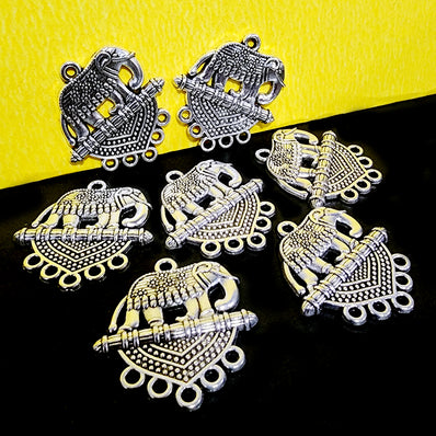 2 PAIR PACK' 30X27 MM SILVER OXIDIZED BAHUBALI6 EARRING BASE JEWELLERY FINDINGS' USED IN DIY EARRING MAKING