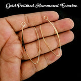 5 PAIR PACK' APPROX 52 MM LONG' HANDMADE HAMMERED EAR HOOKS JEWELLERY FINDING' GOLD BRASS PLATED