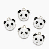 10pcs Cute Standing Panda Enamel Charms, Silver Plated Base, Animal Pendant Charms for DIY Jewelry Making, Bracelet, Necklace, Earrings & Keychains