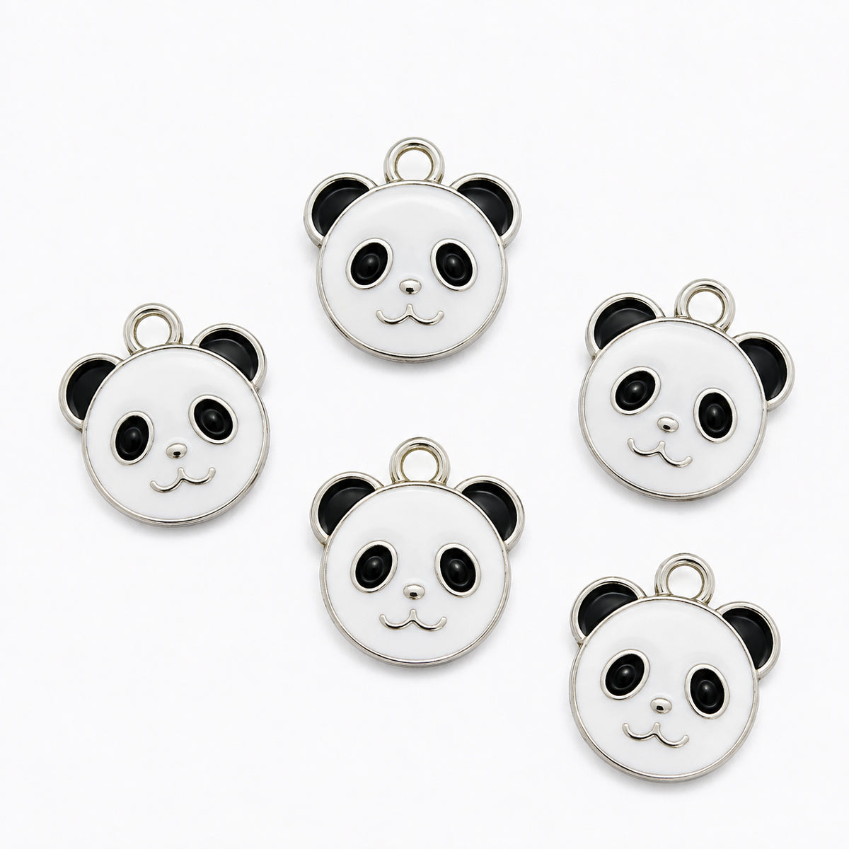 10pcs Cute Standing Panda Enamel Charms, Silver Plated Base, Animal Pendant Charms for DIY Jewelry Making, Bracelet, Necklace, Earrings & Keychains