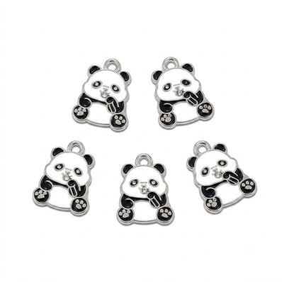 10pcs Cute Sitting Panda Enamel Charms, Gold Plated Base, Animal Pendant Charms for DIY Jewelry Making, Bracelet, Necklace, Earrings & Keychains