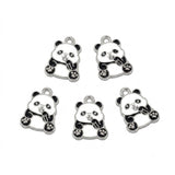 10pcs Cute Sitting Panda Enamel Charms, Gold Plated Base, Animal Pendant Charms for DIY Jewelry Making, Bracelet, Necklace, Earrings & Keychains