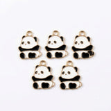 10pcs Panda Mother & Baby Enamel Charms, Gold Plated Base, Animal Pendant Charms for DIY Jewelry Making, Bracelet, Necklace, Earrings & Keychains