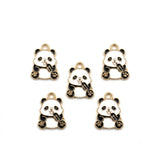 10pcs Cute Panda Peace Sign Enamel Charms, Gold Plated Base, Animal Pendant Charms for DIY Jewelry Making, Bracelet, Necklace, Earrings & Keychains