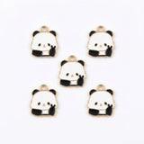 10pcs Cute Back View Panda Enamel Charms, Gold Plated Base, Animal Pendant Charms for DIY Jewelry Making, Bracelet, Necklace, Earrings & Keychains