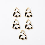 10pcs Panda Couple Enamel Charms, Gold Plated Base, Animal Pendant Charms for DIY Jewelry Making, Bracelet, Necklace, Earrings & Keychains