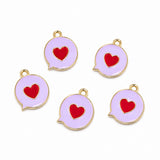 10pcs Purple Heart Speech Bubble Enamel Charms, Gold Plated Base, Cute Love Message Pendant Charms for DIY Jewelry Making, Bracelet, Necklace, Earrings & Keychains