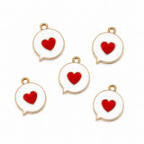 10pcs White Heart Speech Bubble Enamel Charms, Gold Plated Base, Cute Love Message Pendant Charms for DIY Jewelry Making, Bracelet, Necklace, Earrings & Keychains