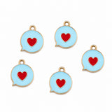10pcs Sky Blue Heart Speech Bubble Enamel Charms, Gold Plated Base, Cute Love Message Pendant Charms for DIY Jewelry Making, Bracelet, Necklace, Earrings & Keychains