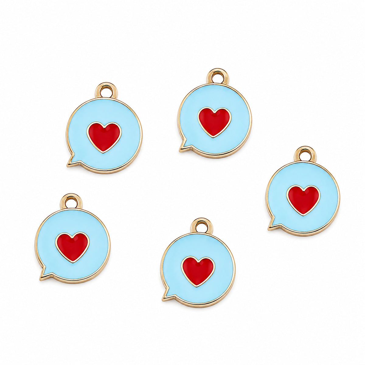 10pcs Sky Blue Heart Speech Bubble Enamel Charms, Gold Plated Base, Cute Love Message Pendant Charms for DIY Jewelry Making, Bracelet, Necklace, Earrings & Keychains