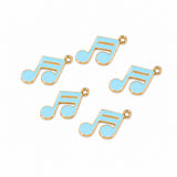 10pcs Sky Blue Music Note Enamel Charms, Gold Plated Base, Musical Note Pendant Charms for DIY Jewelry Making, Bracelet, Necklace, Earrings & Keychains