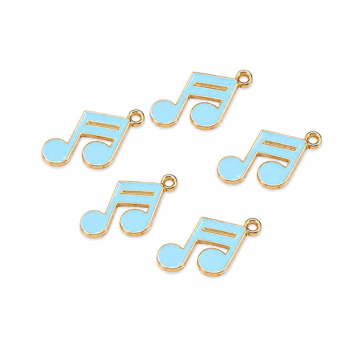 10pcs Sky Blue Music Note Enamel Charms, Gold Plated Base, Musical Note Pendant Charms for DIY Jewelry Making, Bracelet, Necklace, Earrings & Keychains