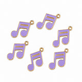 10pcs Purple Music Note Enamel Charms, Gold Plated Base, Musical Note Pendant Charms for DIY Jewelry Making, Bracelet, Necklace, Earrings & Keychains