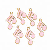 10pcs Pink Music Note Enamel Charms, Gold Plated Base, Musical Note Pendant Charms for DIY Jewelry Making, Bracelet, Necklace, Earrings & Keychains
