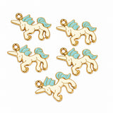 10pcs Sky Blue Unicorn Enamel Charms, Gold Plated Unicorn Pendant Charms for DIY Jewelry Making, Bracelet, Necklace, Earrings, Keychains & Crafts