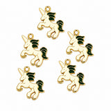 10pcs Dark Green Unicorn Enamel Charms, Gold Plated Unicorn Pendant Charms for DIY Jewelry Making, Bracelet, Necklace, Earrings, Keychains & Crafts