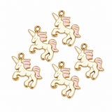 10pcs Pink Unicorn Enamel Charms, Gold Plated Unicorn Pendant Charms for DIY Jewelry Making, Bracelet, Necklace, Earrings, Keychains & Crafts