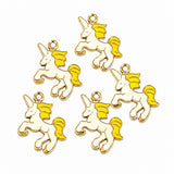 10pcs Yellow Unicorn Enamel Charms, Gold Plated Unicorn Pendant Charms for DIY Jewelry Making, Bracelet, Necklace, Earrings, Keychains & Crafts
