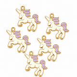 10pcs Lavender Unicorn Enamel Charms, Gold Plated Unicorn Pendant Charms for DIY Jewelry Making, Bracelet, Necklace, Earrings, Keychains & Crafts
