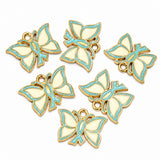 10pcs Light Blue Butterfly Awareness Ribbon Enamel Charms, Gold Plated Butterfly Pendant Charms for DIY Jewelry Making, Bracelets, Necklaces, Earrings & Keychains