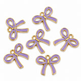 10pcs Purple Bow Enamel Charms, Gold Plated Ribbon Pendant Charms for DIY Jewelry Making, Bracelets, Necklaces, Earrings & Keychains