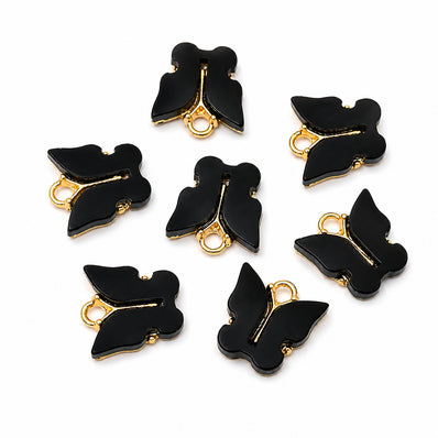 10pcs Black Butterfly Enamel Charms, Gold Plated Butterfly Pendant Charms for DIY Jewelry Making, Bracelets, Necklaces, Earrings & Keychains
