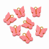 10pcs Pink Butterfly Enamel Charms, Gold Plated Butterfly Pendant Charms for DIY Jewelry Making, Bracelets, Necklaces, Earrings & Keychains