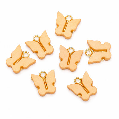 10pcs Champagne Gold Butterfly Enamel Charms, Gold Plated Butterfly Pendant Charms for DIY Jewelry Making, Bracelets, Necklaces, Earrings & Keychains