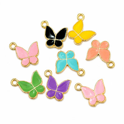 10pcs Mixed Color Butterfly Enamel Charms, Gold Plated Butterfly Pendant Charms, Cute Butterfly Connectors for DIY Jewelry Making, Bracelets, Necklaces, Earrings & Keychains