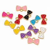20pcs Mixed Color Bow Enamel Charms, Gold Plated Bow Tie Pendant Charms, Cute Ribbon Connectors for DIY Jewelry Making, Bracelets, Necklaces, Earrings, Keychains & Craft Projects