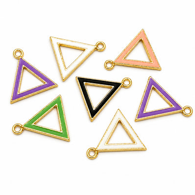 10pcs Mixed Color Triangle Enamel Charms, Gold Plated Geometric Triangle Pendant Connectors for DIY Jewelry Making, Bracelets, Necklaces, Earrings, Keychains & Craft Projects