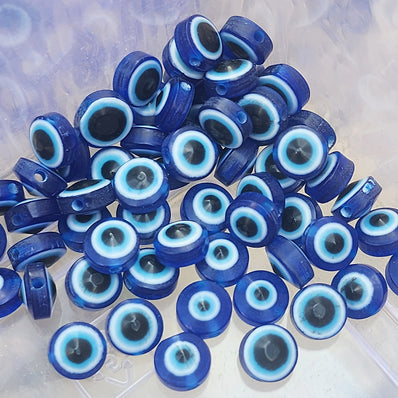 NBEADS Evil Eye Lampwork Beads - 24pcs 16mm Blue Round Beads For Jewelry Making