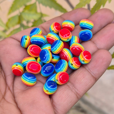 50 Pcs, 10x8mm Rainbow Acrylic Beads Oval Shape