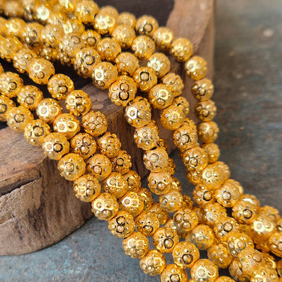 100 Pcs. Pkg. 22k Gold Plated Beads Long lasting plating, Designer Cut in size about 6 mm