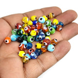 30 PIECES PACK' MIX COLORS OF 5-7 MM EVIL EYE GLASS BEADS