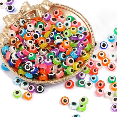 50 PIECES PACK' MIX COLORS OF 5-6 MM EVIL EYE ACRYLIC BEADS