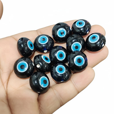 6 PIECES PACK' 12x18 MM APPROX SIZE' TURKISH DARK NAVY BLUE LAMPWORK EVIL EYE BEADS