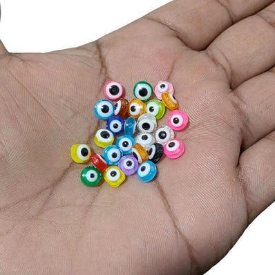 50 PIECES PACK' MIX COLORS OF 5-6 MM EVIL EYE ACRYLIC BEADS
