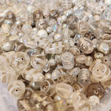 100 GRAMS PACK' MIX PACK OF GRAY AND WHITE FUSION BLEND OF CRYSTAL GLASS AND FANCY LAMPWORK BEADS
