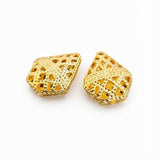 Gold Plated Brass Filigree Beads – Textured Openwork Jewelry Making Components (21x17 mm, 2-Piece Pack)