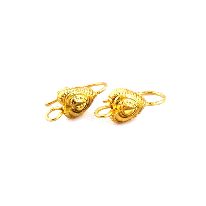 Gold Plated Iron Fancy Heart Ear Hook Findings – Textured Earring Wires with Loop (5-Pair Pack)