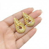 Gold Plated Brass Teardrop Filigree Beads – Textured Openwork Statement Jewelry Components (36x22 mm, 2-Piece Pack)