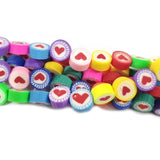 PER STRAND/LINE 9~10MM FIMO CANDIES DESIGNER RUBBER BEADS POLYMER CLAY BEADS FOR CRAFT AND JEWELRY MAKING, APPROX 40~43 BEADS IN A LINE, ONE LINE HAS ABOUT 16 INCHES LONG