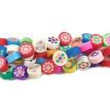 PER STRAND/LINE 9~10MM FIMO CANDIES DESIGNER RUBBER BEADS POLYMER CLAY BEADS FOR CRAFT AND JEWELRY MAKING, APPROX 40~43 BEADS IN A LINE, ONE LINE HAS ABOUT 16 INCHES LONG