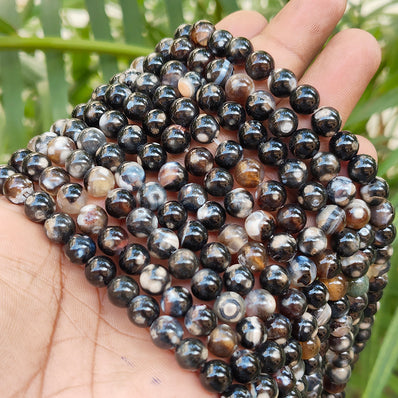 1 STRING/LINE PACK' APPROX 46-47 PIECES' 8MM SIZE FIRE AGATE BEADS